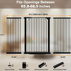 40.55" Extra Tall Dog Gate for Doorways & Stairs, 65.8-68.5" Extra Wide, Pressure Mounted, Auto Close, Black