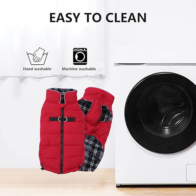 Geyecete Winter Warm Coat Dog Jacket Windproof Snowproof,Pet Outdoor Jacket for Small Medium Large Dogs-Red-L