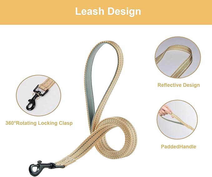 Hipubby Dog Harness and Leash Set, No Pull Soft Mesh Puppy Harness for Small Medium Dogs, Cats - Step in Reflective Breathable Lightweight Vest Harness for Walking, Training - Khaki, M