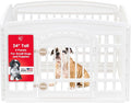 IRIS USA Dog Playpen with Door, 24” 4 Panel Pet Exercise Pen – Indoor Outdoor Puppy Play Pen, Portable Plastic Pet Fence for Small Medium Dogs, Foldable 35” x 35” x 24”, White