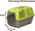 MidWest Homes for Pets Spree Travel Carrier – Hard-Sided Dog & Cat Carrier, Small Pet Travel Crate with Handle, Ventilated Design, Easy Assembly, 22-Inch, Green