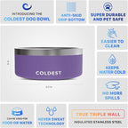 Coldest Dog Bowl - Anti Rust Metal, Non Slip, 3 Layers Insulated Stainless Steel Dog Bowls - Spill Proof & Heavy Duty - Water Bowl for Dogs, Cats & Pets, Dish Washer Safe (100 oz, Galaxy Purple)