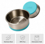 GORILLA GRIP Dog Bowls, Food Grade 304 Stainless Steel Holds 2 Cups Each (16 fl oz) Food and Water Bowl for Feeding Dogs and Cats Dishwasher Safe Rust Resistant BPA Free Rubber Base Set of 2 Turquoise