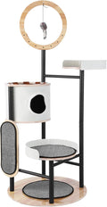 66-Inch Cat Tree with Scratching Post Cat Tower Multi-Level Cats Furniture with Dangling Ball Platform Hammock for Indoor Cats Large Adult