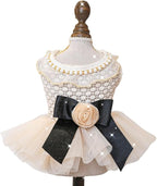 Fashion Sweet Puppy Dog Blingbling Princess Skirt Pet Dog Lace Cake Camisole Tutu Dress E-Champagne-1 XS
