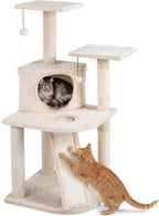 Tangkula Corner Cat Tree, Multi-Level Cat Tower with Top Perches & Cozy Condo, Natural Sisal Scratching Posts & Climbing Ladder, Playful Cat Hole & Hanging Balls, Kitty Climbing Play Center (Beige)