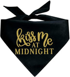Kiss Me at Midnight Happy New Years Party 2025 Dog Bandana (Black OS, 357)