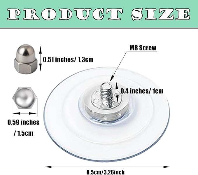 4 Pack Cat Window Perch Suction Cup - Strong Adhesive Replacement Suction Cups with Screws for Foldable & Cordless Cat Window Hammock Seat, Holds up to 40 lbs