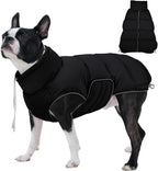 FUAMEY Dog Puffer Jacket for Small Dogs,Dog Cold Weather Coats Dogs Down Jackets Waterproof Pet Snowsuits Warm Puppy Winter Vest Turtleneck Pets Adjustable Jackets Coats Black S