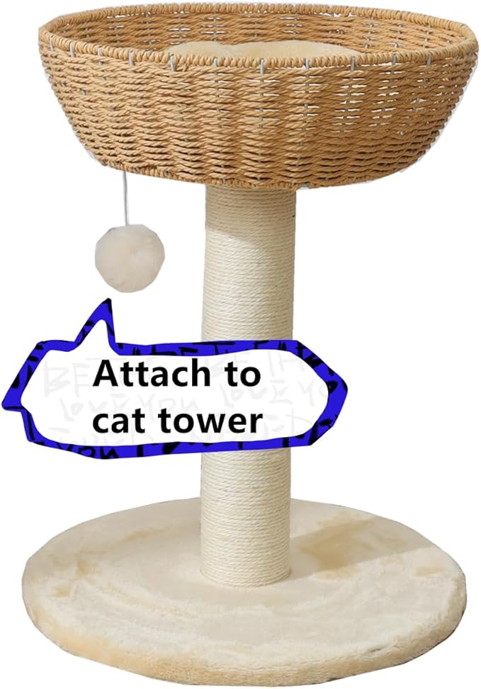 SHENGOCASE 10-Pack Cat Tree Tower Accessories Replacement Attachment Ball Toy, Replaceable Cat Dangling Toy with Bell (Cream-White)