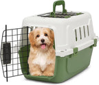 MoNiBloom 18-Inch 2-Door Top Loading Cat Carrier, Plastic Dog Crate Hard-Sided Dog Travel Carrier for Small Dogs and Cats, Ventilation and Security Lock Design for Pets up to 10 lbs (Green)