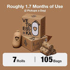VETRESKA Dog Poop Bags Dispenser with Coffee Scented Waste Bags, Leak Proof, Extra Thick & Strong, 1 Holder and 105 Count Pet Poop Bags (7 Refill Rolls) for Dogs and Cats