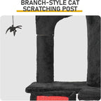 42" Gothic Cat Tree with Cat Condo for Indoor Cats, Halloween Cat Tower with Branch Shaped Scratching Post, Scratching Ladder & Spider Toy - Red & Black Themed Cat Furniture for Large Cats