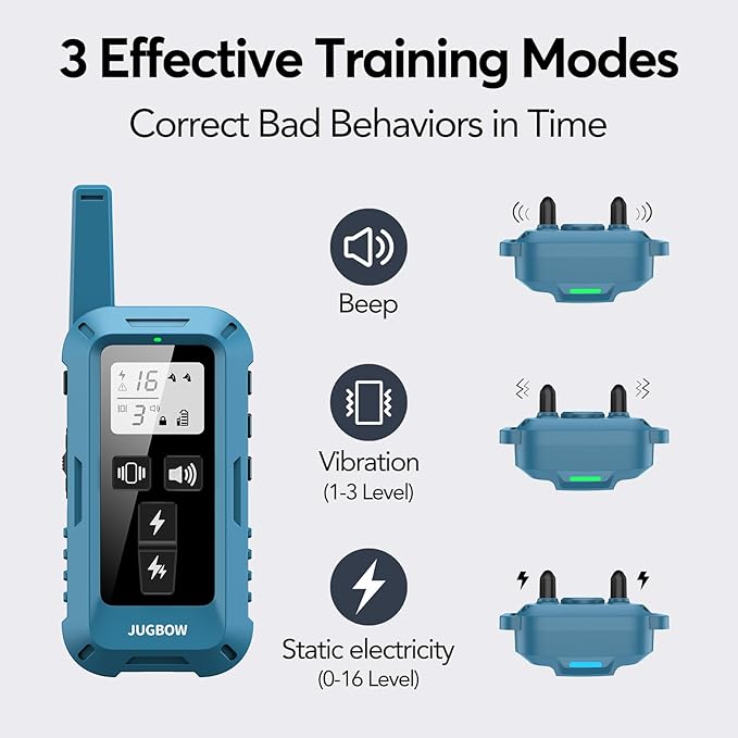 Jugbow Dog Training Collar for 3 Dogs – 4200FT Training Collars with Remote, Rechargeable IPX8 Waterproof E-Collars for Small, Medium & Large Dogs (5-120 lbs)
