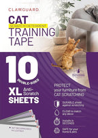 CLAWGUARD Cat Training Tape Sheets – 10 XL (17x11.5 in) Double-Sided Anti Scratch Shields – Cat Scratch Furniture Protector for Sofa, Couch & Surfaces