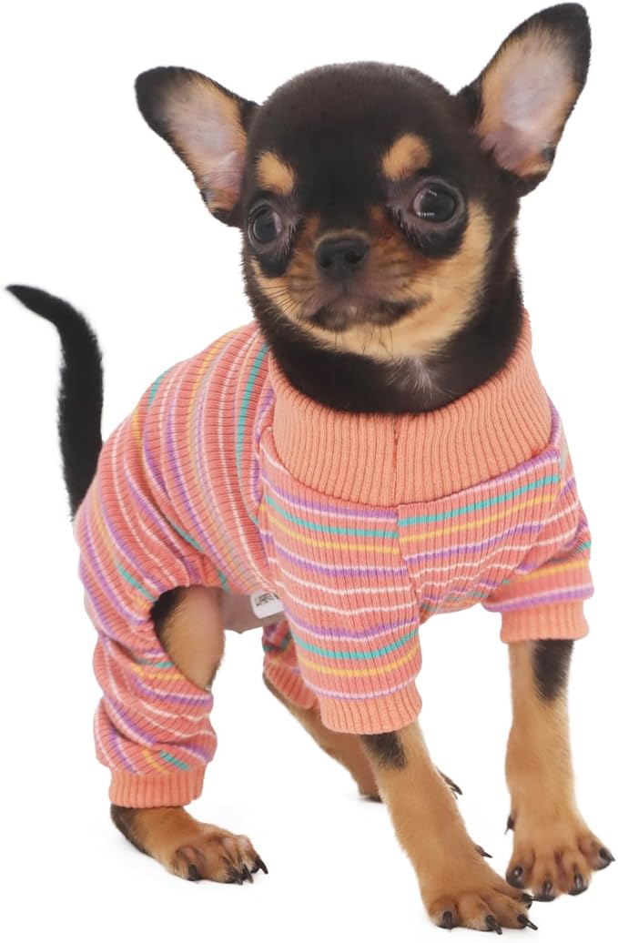 LOPHIPETS Dog Pajama Onesie for Small Dogs Teacup Chihuahua Yorkie Puppy Cat Clothes Apparel-Pink/XXS