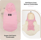 Fleece Lining Dog Hoodie with Harness Built in,Extra Warm Large Dog Jacket in Winter Doggie Coats with Drawstring Hooded,Light Pink XXL