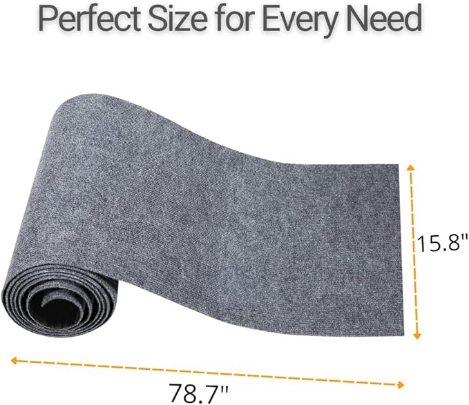 SAVUK Cat Scratching Mat for Couch Furniture Protective Cover Anti-Fall Climbing Claw Corner Wall Mat Self-Adhesive Cuttable Easy to Clean Replacement Carpet Rug (Dark Gray, 15.8" x 78.7")