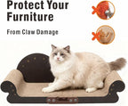 Sofa Shaped Cat Scratching Board,26.6" Extra Large Scratcher Bed for Large Cat Multi-Cats, Scratch Boards Lounge Bed,Cat Couch Furniture Protector (Black)