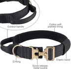 EXCELLENT ELITE SPANKER Tactical Dog Collar Military Adjustable Heavy Duty Training Dog Collar with Metal Buckle and Control Handle(Black)