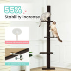 Max & Marlow Cat Tree Floor to Ceiling Cat Tower Height 95-108" Adjustable Kitten Tree Tall Climbing Tree with Carpet Scratching Post and Mat Cat Pole for Indoor Cats,Dark Brown