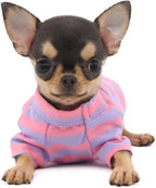 LOPHIPETS 100% Breathable Cotton Striped Dog Tee Shirt T-Shirt for Small Dogs Teacup Chihuahua Yorkie Puppy Clothes -Purple and Pink Strips/XXS