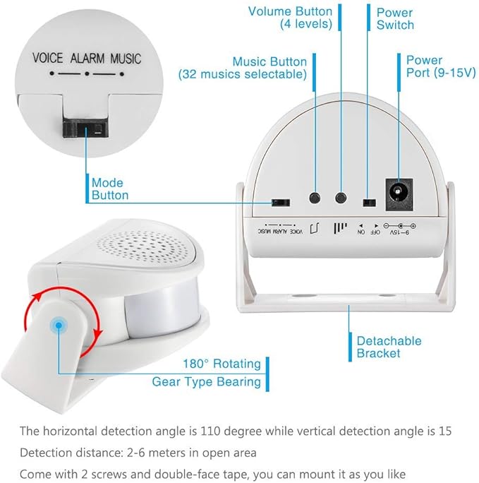 KERUI Wireless Indoor Motion Sensor Door Bell Shop Visitor Alert Chime Alarm Burglar for Business When Entering Door Opens