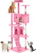 BestOffice 70 Inch Cat Tree, Multi-Level Cat Tower with Condo, Perches, Sisal Scratching Posts, Climbing Ladder,Indoor Activity Center Play House for Kittens & Adult Cats,Pink
