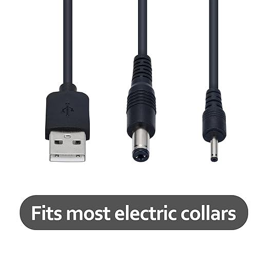 USB Charger Cable for PetSpy, IPETS, Petrainer, TrainPro, PETTECH Electronic Training Collar & Dog Shock Collar, Charging Cord with 2 DC Barrel Connectors