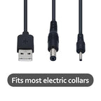 USB Charger Cable for PetSpy, IPETS, Petrainer, TrainPro, PETTECH Electronic Training Collar & Dog Shock Collar, Charging Cord with 2 DC Barrel Connectors