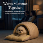 Cozy Cat Cave Bed, Enclosed Winter Cat House with Removable & Machine Washable Cover, Upgraded Warm Plush Cushion for Indoor Cats & Small Dogs (Beige)