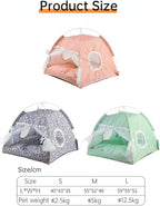 Cat Tent Cat Princess Indoor Cotton and Linen Tent House Detachable Cute Flower Cave Cat Nest Bed Portable Cat and Dog Tent (L,Pink)