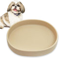 BNOSDM Silicone Dog Food Plate Shallow Dog Bowl Flat Cat Dish 1 Pack Small Puppy Plates for Small Dogs and Cats Whisker Fatigue Pet Feeding Bowls for Dry and Wet Food (Beige)