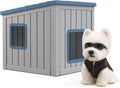 Dog House Small Dog Houses Outdoor with Sloped Roof Waterproof Ventilated Design Easy to Clean Elevated Floor Easy Assembly for Middle Sized Dogs(Blue 24.65"*21.5"*22.21")