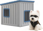 Dog House Small Dog Houses Outdoor with Sloped Roof Waterproof Ventilated Design Easy to Clean Elevated Floor Easy Assembly for Middle Sized Dogs(Blue 24.65"*21.5"*22.21")