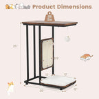 PETSITE Cat Tree and End Table, C-Shaped Small Cat Side Table with Scratching Pad, Removable Washable Cushion, and Jingling Hanging Ball, Modern Cat Furniture for Living Room Bedroom