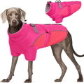 ROZKITCH Dog Winter Coat, Dog Coat for Autumn Winter with Turtleneck, Pet Clothes with Adjustable Waist Strap, Soft Warm Pet Clothing with Reflective Strip for Small Medium Large Dogs Rose Red M