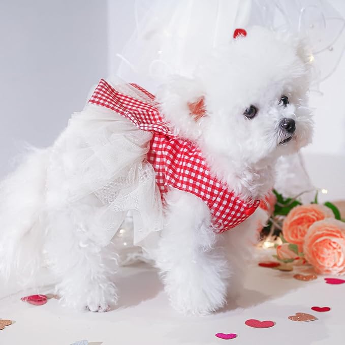 Furbabycare® Elegant Sweet Fashion Puppy Dog Blingbling Princess Skirt Pet Dog Lace Cake Camisole Tutu Dress I-red X-Small