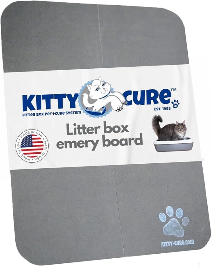 Kitty Cure Cat Nail File Scratcher, Odor-Resistant Litter Box Emery Board Scratcher Pad, No Peeling Needed, Waterproof, Non-Toxic & Long-Lasting Cat Scratcher that Files Nails