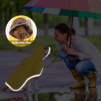 SlowTon Dog Raincoat, Adjustable Dog Rain Jacket Clear Hooded Double Layer, Waterproof Poncho with Reflective Strip Straps and Storage Pocket for Small Medium Large Dogs(M)