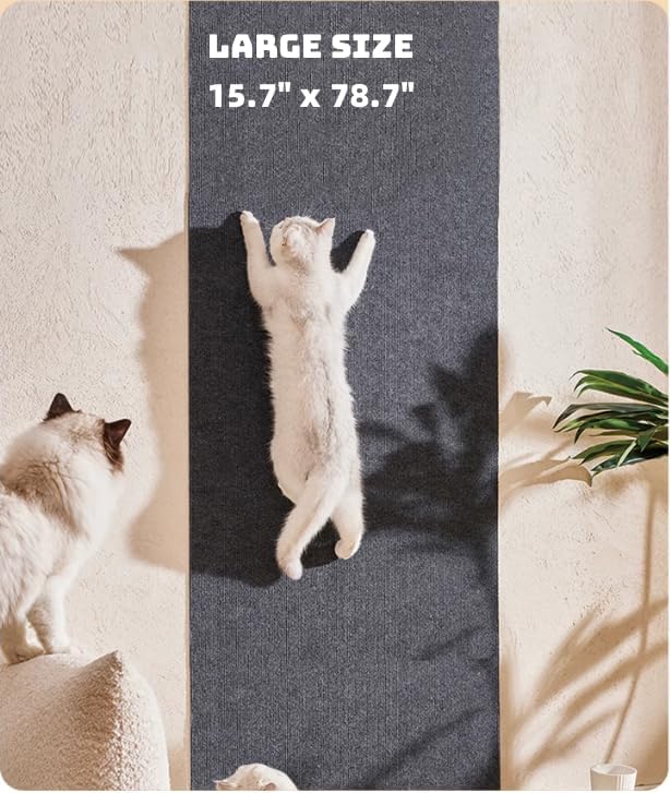 Heavy-Duty Cat Scratch Couch Furniture Protector, Adhesive Cat Scratch Pad Deterrent for Furniture, DIY Climbing Cat Scratcher Couch Protector from Cat Claws Scratching (Premium Grey, 78.7x15.7Inch)