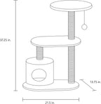 TRIXIE Casta Cat Tree with Condo | 2 Platforms | Dangling Cat Toy, Brown, 21.5 x 13.75 x 37.25 in.