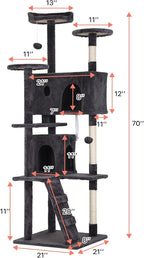 Cat Tree with Scratching Post,Cat Tower House for Indoor Large Adult Cats Kittens,21" Multi-Level Activity Cat Cando Furniture,Grey