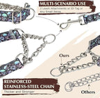 Stainless Steel Dog Choker Collar for Large Dogs,Martingale Collar for Dogs,Training Heavy Duty No Pull Escape Proof Slip Dog Dog Collar for Medium Large Pet Boy Male Dogs,Blue XL