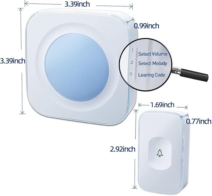 Wireless Doorbell 1200 feet Waterproof Door Bell with 2 Buttons with Different Tones Operating at 36 Melodies 4 Volume levels Flash Light 2 Receivers 2 Buttons White Jsieem
