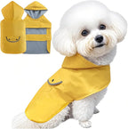 Dog Raincoat Dogs Rain Jacket Reflective Poncho Rainwear Waterproof Pet Clothes Winter Warm Lined Pocket Hooded Leash Hole Adjustable Small Medium Dogs,Yellow,XL,Back Length 14.9 Inch