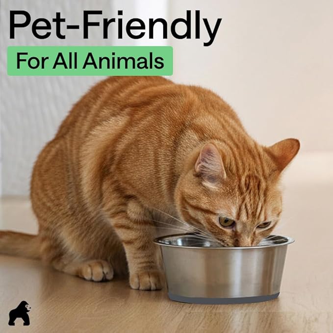 GORILLA GRIP Dog Bowls, Food Grade 304 Stainless Steel, Holds 6 Cups Each (48 fl oz) Food and Water Bowl for Feeding Dogs and Cats, Dishwasher Safe, Rust Resistant, BPA Free Rubber Base Set of 2 Gray