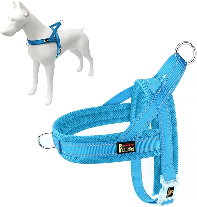 Plutus Pet No Pull Dog Harness with Breathable Mesh Padded, Adjustable Reflective Escape Proof Dog Harness, Quick Fit Dog Vest Harness for Small Medium Large Dogs(XXS, Cyan)