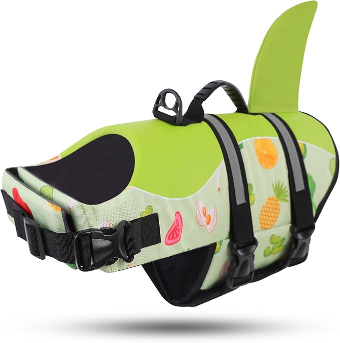 ASENKU Dog Life Jacket - Pet Safety Vest for Swimming & Boating, Shark Life Jacket with Floatation, Dog Lifesavers Swimsuits for Small Medium Large Dogs (Fruit, S)