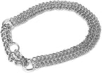 Silver Dog Chain Collar, Heavy Duty Training Triple Row Chains Choker Collar Metal Slip Choke Collar Martingale Collars for Small Medium Large Dog, D2.0mm